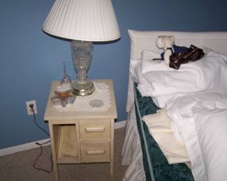 PAINTED NIGHTSTAND & LAMP