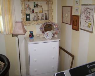 THE OTHER WHITE CHEST, LAMP & FRAMED PRINTS, ETC.
