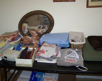 OVAL MIRROR, LINENS & MISC.