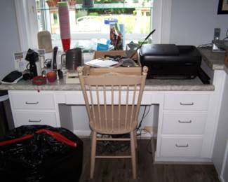 OLD STRAIGHT CHAIR, PRINTER & MISC.