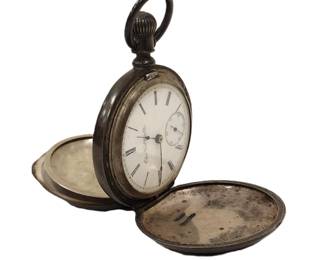 ca 1890 ELGIN POCKET WATCH IN NEWPORT COIN SILVER CASE