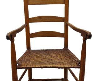 ANTIQUE WOVEN SPLINT SEAT ROCKING