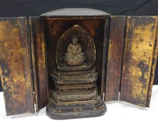 PORTABLE BUDDHA WOOD SHRINE