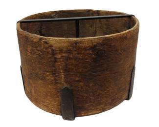 ANTIQUE GRAIN BUCKET WITH IRON FITTINGS