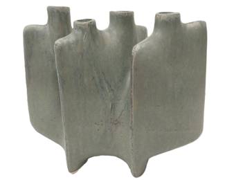 MODERNIST IKEBANA 'TRIPLE FLASK' POTTERY VASE