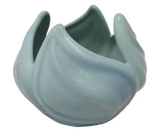 VAN BRIGGLE TURQUOISE LOTUS LEAF VASE