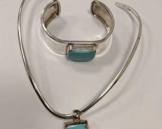 STERLING CHOKER, PENDANT AND BRACELET