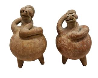PAIR OF TERRA COTTA WESTERN MEXICO RATTLE FIGURES