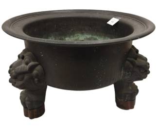 JAPANESE BRONZE HIBACHI BRAZIER'S WITH FOO DOG SHISHI LEGS