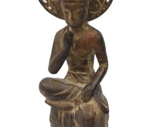 BRONZED BRASS SEATED BUDDHA FIGURE