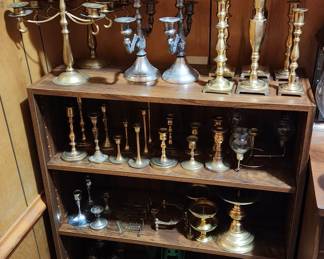 Brass and Glass and Silver Plated Candlesticks