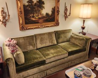 Gorgeous Mid Century Sofa, Gold Framed Print, Syroco