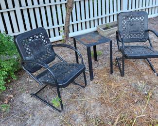 Vintage Metal Chairs and Table
