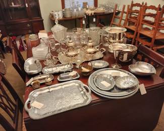 Silver Plate and chrome serving dishes