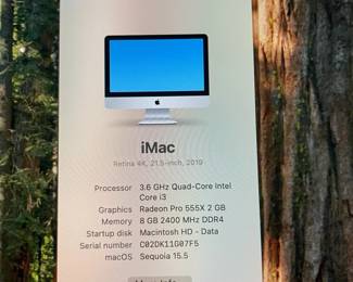 Apple iMac (21.5" Retina 4K, 2019)
💻 3.6 GHz Quad-Core Intel Core i3
🎨 Radeon Pro 555X Graphics – 2GB
🧠 8GB DDR4 RAM
💾 macOS Sequoia 15.5 (Updated)
🌲 Gorgeous 4K Retina Display – 4096×2304 resolution