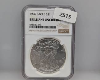 NGC 1996 BU 1oz .999 Silver Eagle $1