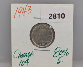 1943 80% Silv Canada Dime