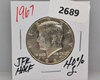 1967 40% Silver JFK Half $1 Dollar