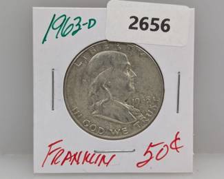 1963-D 90% Silver Franklin Half $1 Dollar