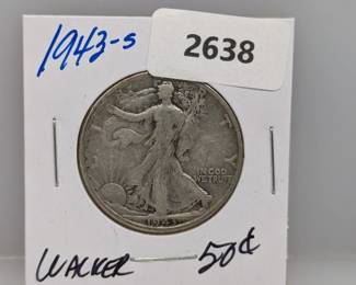 1943-S 90% Silver Walker Half $1 Dollar