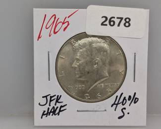 1965 40% Silver JFK Half $1 Dollar