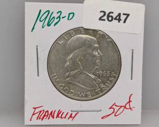 1963-D 90% Silver Franklin Half $1 Dollar