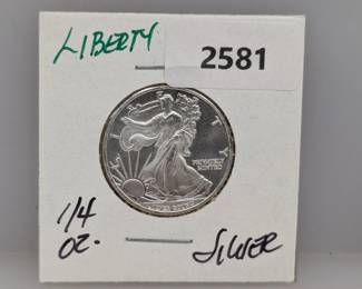 1/4oz .999 Silver Liberty Round