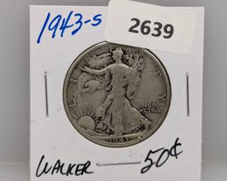 1943-S 90% Silver Walker Half $1 Dollar