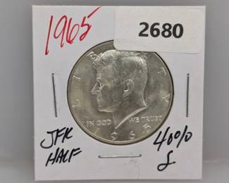 1965 40% Silver JFK Half $1 Dollar
