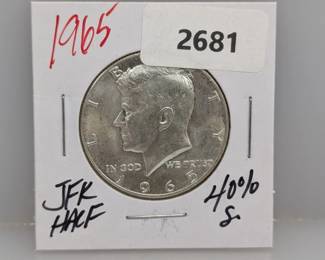 1965 40% Silver JFK Half $1 Dollar