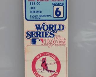 1982 World Series Game 6 StL Cardinals Ticket Stub