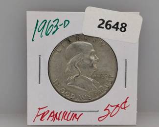 1963-D 90% Silver Franklin Half $1 Dollar