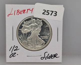1/2oz .999 Silver Liberty Round