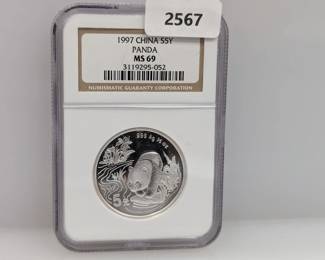 NGC 1997 MS69 1/2oz .999 Silv Panda