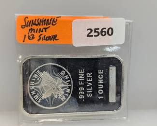 1oz .999 Silver Sunshine Mint Bar