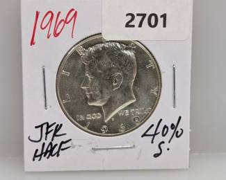 1969 40% Silver JFK Half $1 Dollar