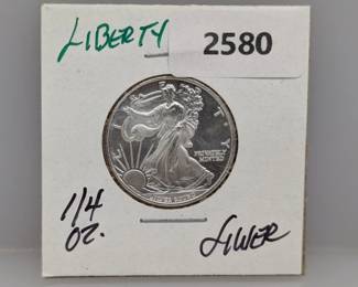 1/4oz .999 Silver Liberty Round