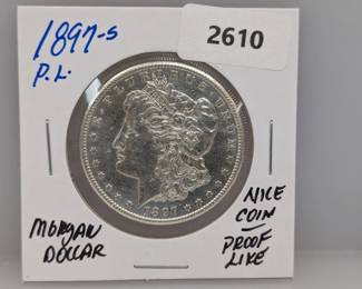 1897-S PL 90% Silver Morgan $1 Dollar
