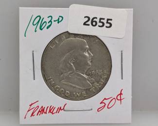 1963-D 90% Silver Franklin Half $1 Dollar