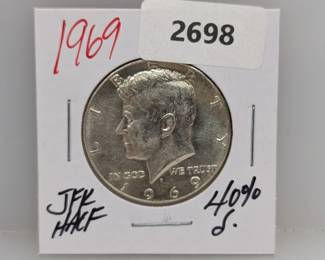 1969 40% Silver JFK Half $1 Dollar