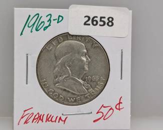 1963-D 90% Silver Franklin Half $1 Dollar