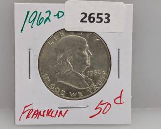 1962-D 90% Silver Franklin Half $1 Dollar