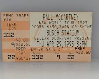 1993 Paul McCartney Busch Stadium Ticket Stub