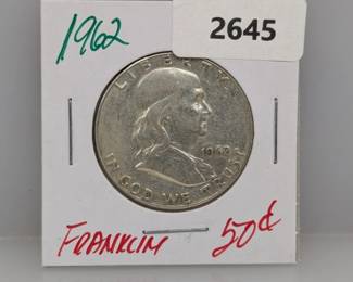 1962 90% Silver Franklin Half $1 Dollar