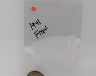 1941 French 1 Franc Coin w/hole in center
