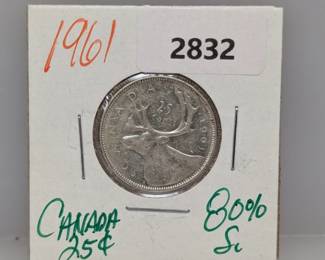 1961 80% Silv Canada Quarter