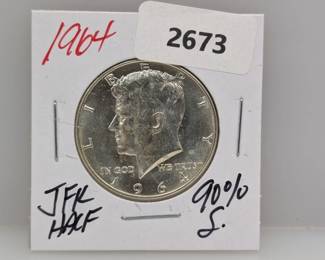 1964 90% Silver JFK Half $1 Dollar
