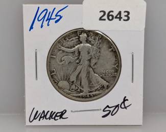 1945 90% Silver Walker Half $1 Dollar