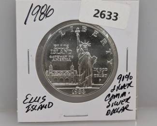 1986 90% Silv PF Ellis Isl Comm $1 Dollar