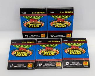 (5) 1991 Topps Stadium Club Baseball Series 2 Pack